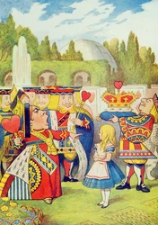 «Dronningen har kommet! Og er hun ikke sint.» Illustrasjon fra «Alice i Eventyrland» av Lewis Carroll (1832-98)